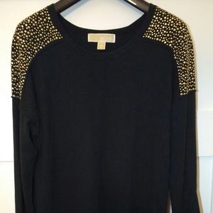 Michael Kors gold studded black sweater XS
